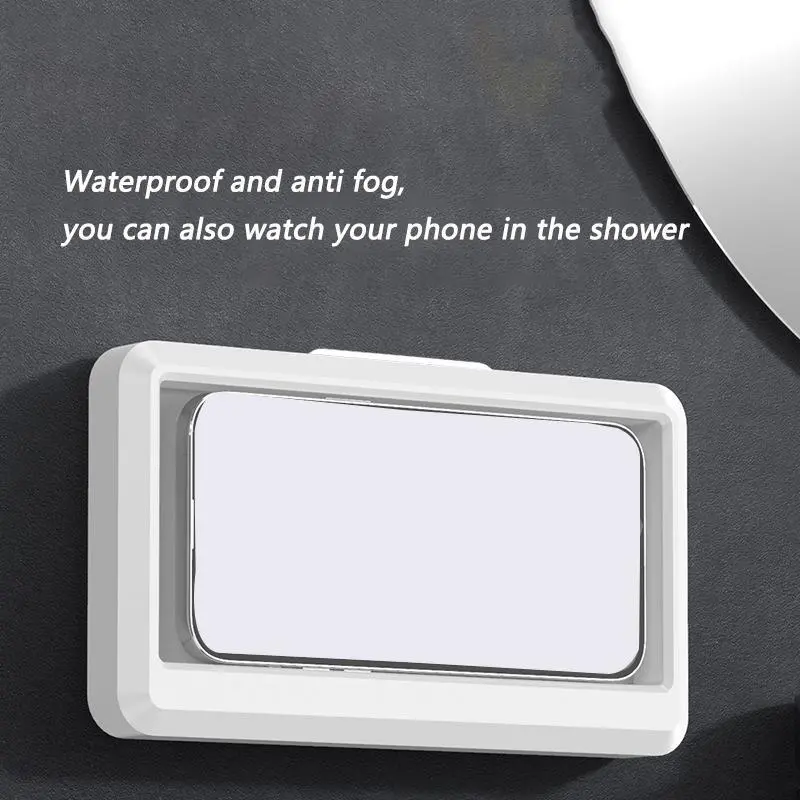 360° Rotating Bathroom Phone Case, Wall Mounted Shower Phone Holder, Waterproof Anti-fog Phone Support Stand, Bathroom Phone Rack For Bathroom Toilet 4
