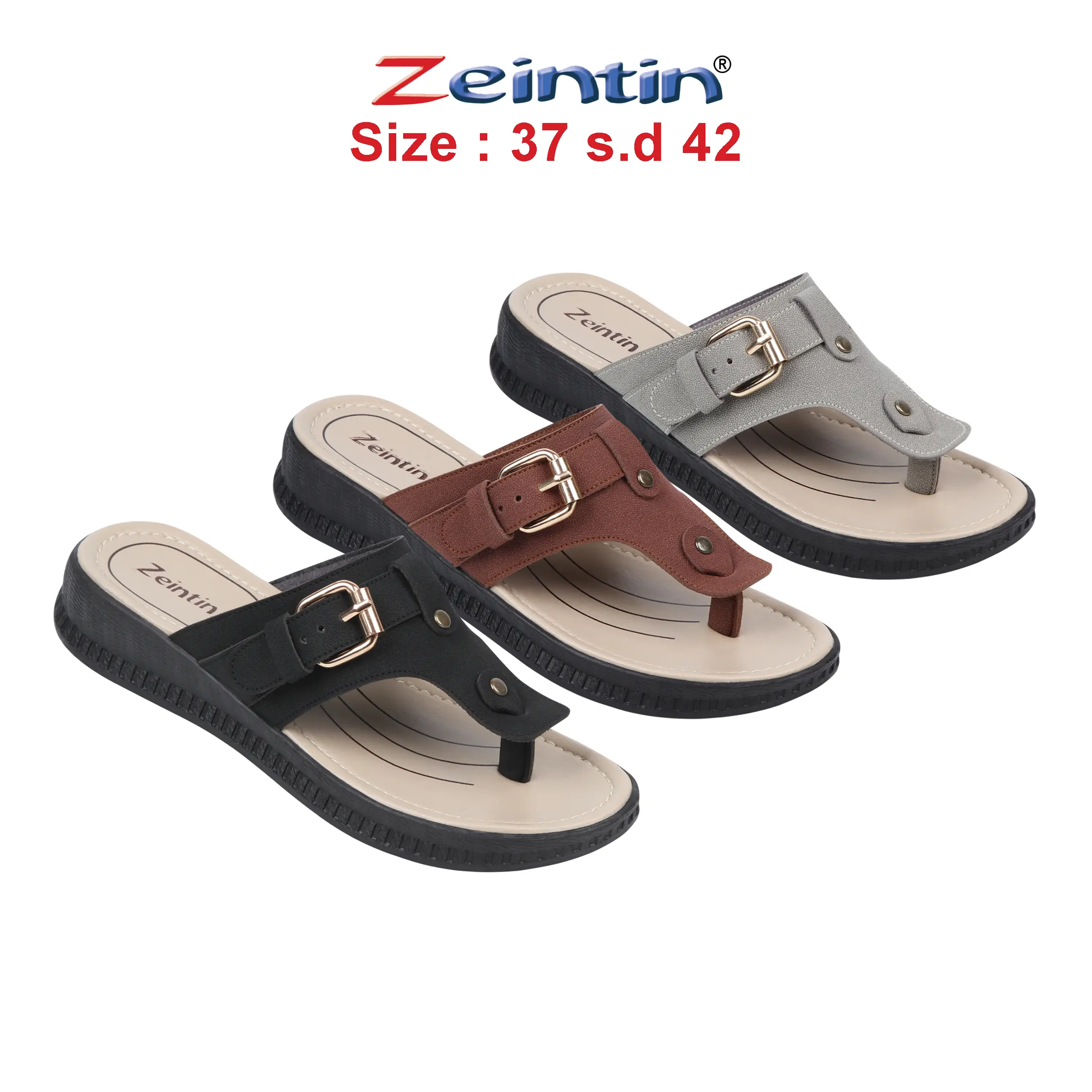 Zeintin Sandal Wanita Wedges Jepit Bahan Sintetis Untuk Pesta Pondangan Open Toe Sendal Cewek