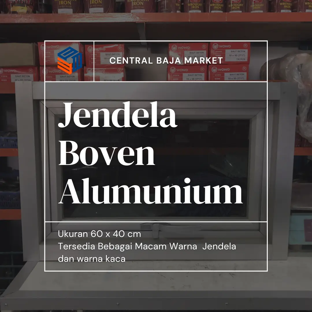 Jendela Alumunium - 60x40 cm Aluminium Window Minimalis Bisa Custom - Putih, ICE(KEBIRUAN) Kaca Hitam Putih