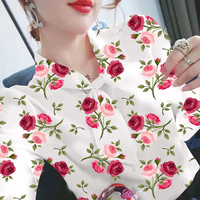 Áo Sơ Mi Nữ, Siêu Thanh Lịch, Dễ Phối Đồ Ngoài Trời, Trang Phục Mùa Thu, Thời Trang Cao Cấp, Phong Cách Pháp, Cỡ Nhỏ Thiết Kế Thanh Lịch, Dài Tay, Ngọt Ngào Và Tự Nhiên, Hợp Xu hướng 3