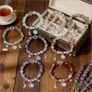Cangkang Kaca Kristal Tali Tangan Bintang Lunar Fluxu Gelang Pasangan Perempuan Tali Tangan