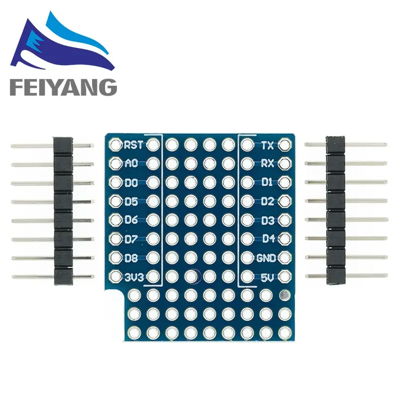 ProtoBoard Shield for WEMOS D1 mini double sided perf board with 2 pinhead