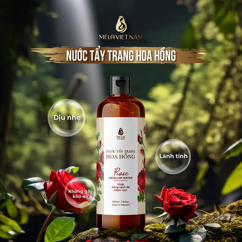 Nước tẩy trang hoa hồng Mela – Skincare giúp làm sạch da, thoáng lỗ chân lông và góp phần ngăn ngừa mụn 500ml ML15 2