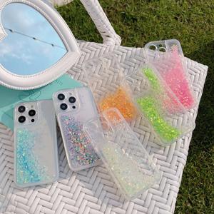 เคสโทรศัพท์, เลนส์รูความแม่นยำทรายไหลของเหลว 6 สีเรืองแสง, เข้ากันได้กับ 16 Pro Max, เรียบง่าย, กันกระแทก, เคสป้องกัน 13 Pro Max, 14 Pro Max, ความรู้สึกระดับไฮเอนด์ใหม่สร้างสรรค์