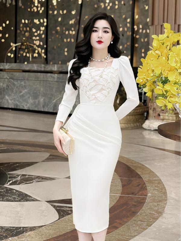 [MIỄN SHIP] MDU3801 Váy Mango Hàn Phối Ren 2 Lớp - Thiết Kế Thanh Lịch Cực Cuốn Hút Dành Cho Nữ Màu Trắng Women Dress