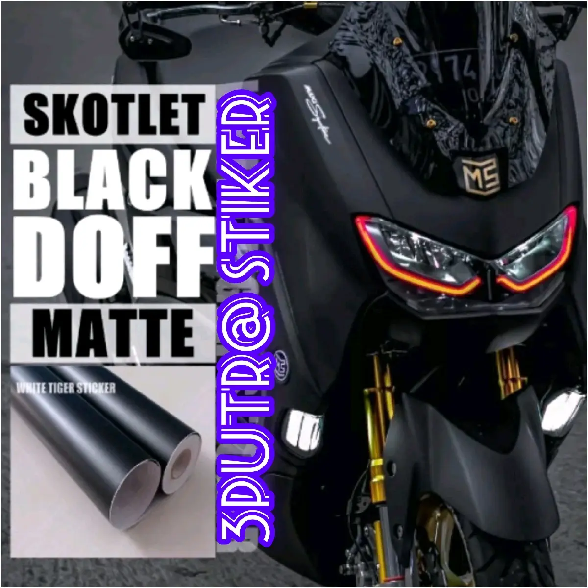skotlet stiker motor hitam doff