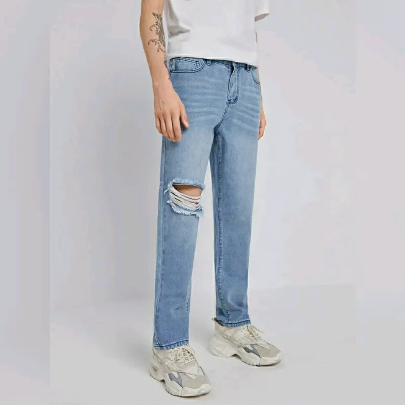 Celana Jeans Sobek Pria Standar Reguler Basic 27-38 Panjang 1