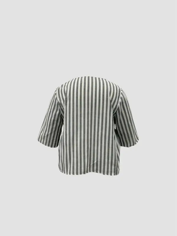 【Plus Size】 Striped Print Blouse, Casual Crew Neck Top for Spring & Fall, Women's Clothes for Daily Wear 1