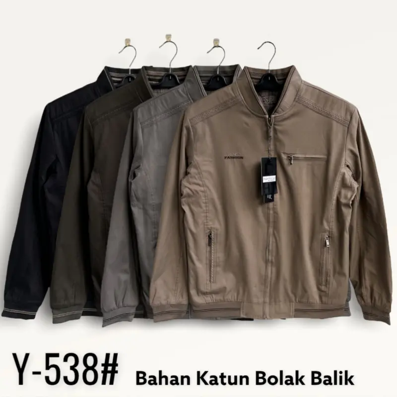 New jaket import pria bahan katun bisa bolak balik Parasut Distro Parka Casual Hitam Tebal Bomber Keren Cowok Motor Dewasa Simple Semi Outdoor 0