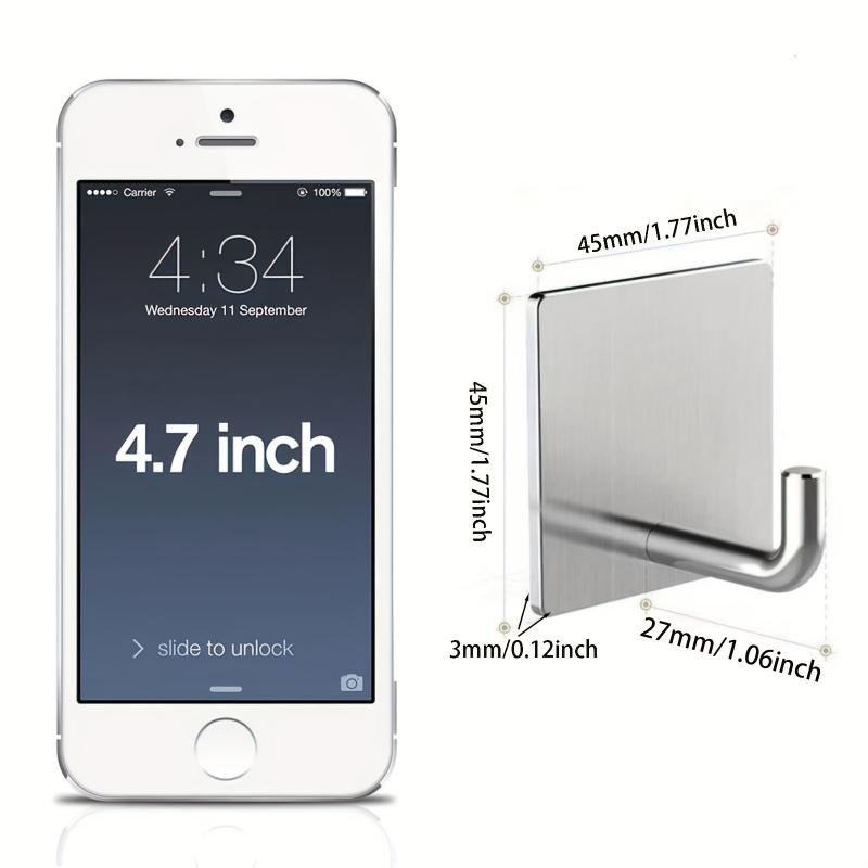 1/2/4/6/12pcs Heavy Duty Adhesive Hooks, Towel Hooks, Stick On Hooks, Wall Hangers, Waterproof Stainless Steel Sticky Hooks For Bathroom Kitchen Home 2