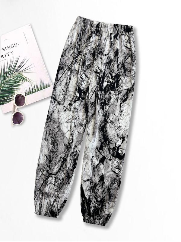 Women's Plants Print Elastic Waist Harem Pants, Fashion Casual Printed Trousers For Women, Ladies Bottoms For Summer, Comfort PJ Clothing for Homewear 5