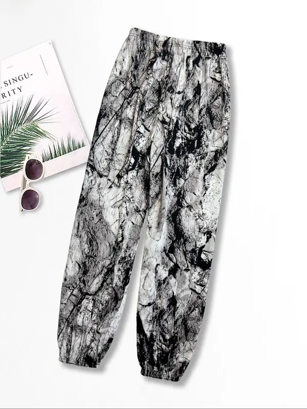 Women's Plants Print Elastic Waist Harem Pants, Fashion Casual Printed Trousers For Women, Ladies Bottoms For Summer, Comfort PJ Clothing for Homewear 5