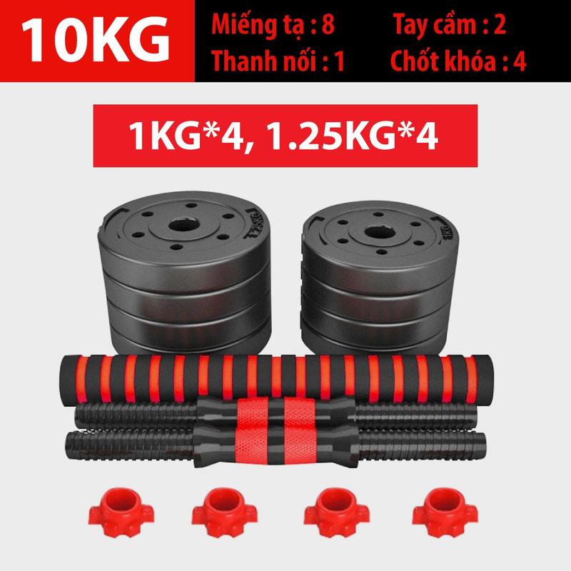 BG Việt Nam Mall- Bộ tạ tay Nhựa PVC 10kg đa năng cao cấp dễ dàng tháo lắp bọc…