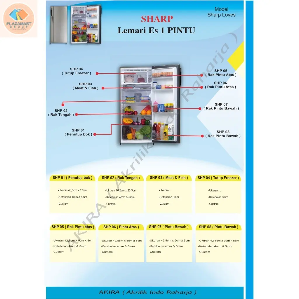 Rak kulkas SHARP 1 pintu model lemon(loves)