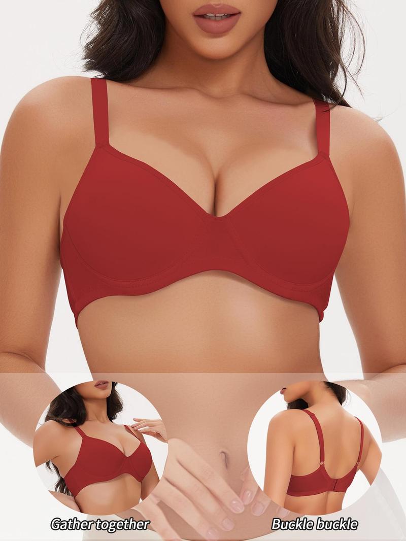Product Introduction of Women's Solid Adjustable Strap Underwire Bra, Breathable Comfortable Push Up Bra, Soft Lingerie for All Seasons 5