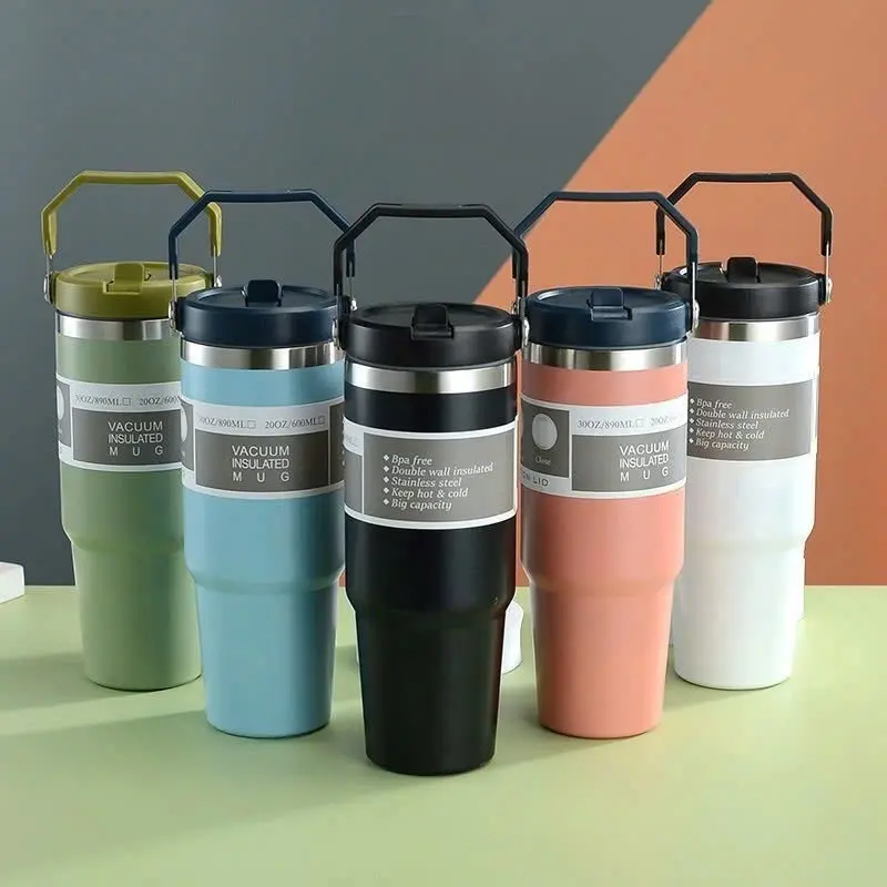 [ SIÊU SALE ] Ly Giữ Nhiệt Kèm Ống Hút 900ml Nắp Dạng Xoay, Chất Liệu Inox 304 Giữ Nhiệt 6 Tiếng Thiết Kế Thông Minh 88