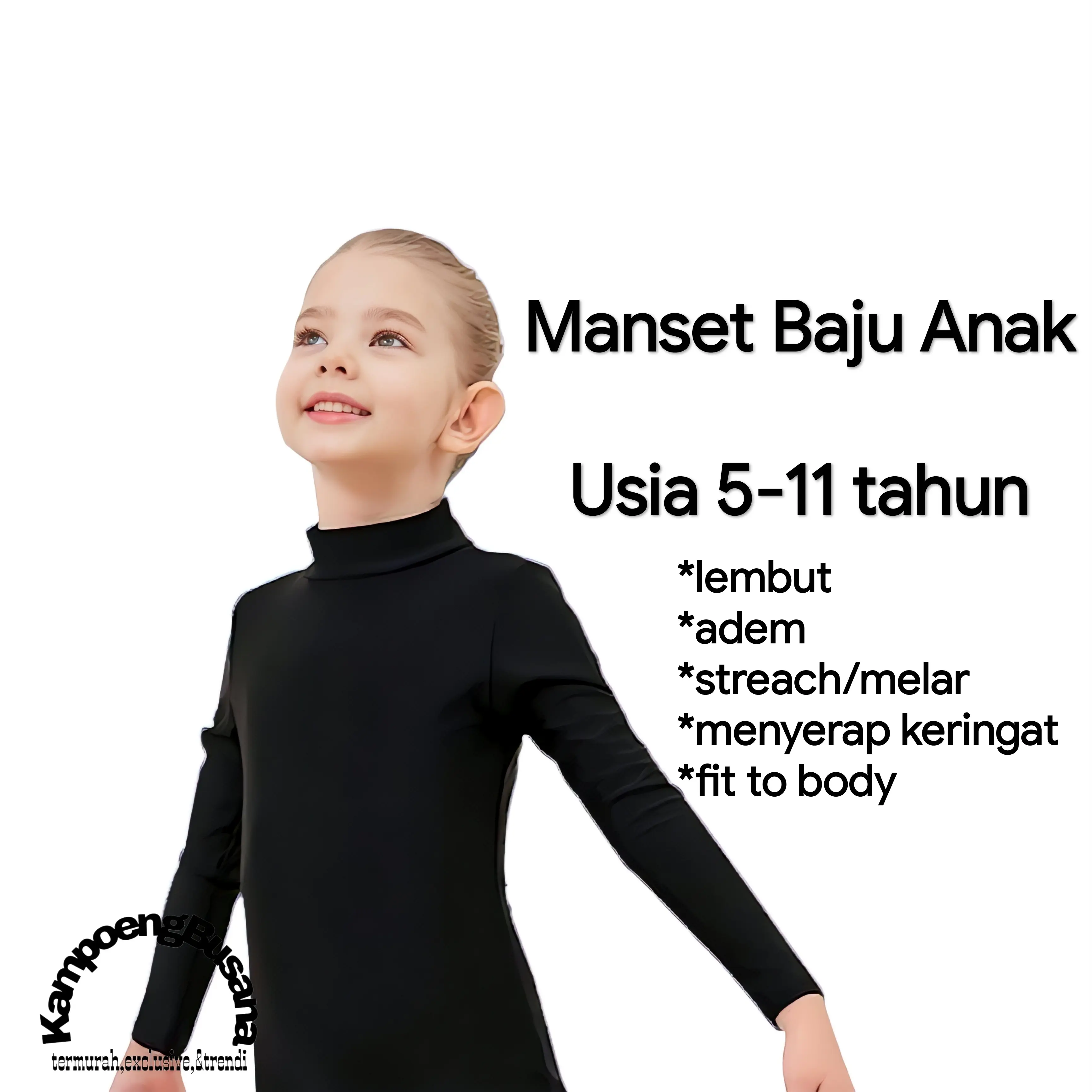 Manset Baju Anak Bahan Spandek Rayon Premium Polos