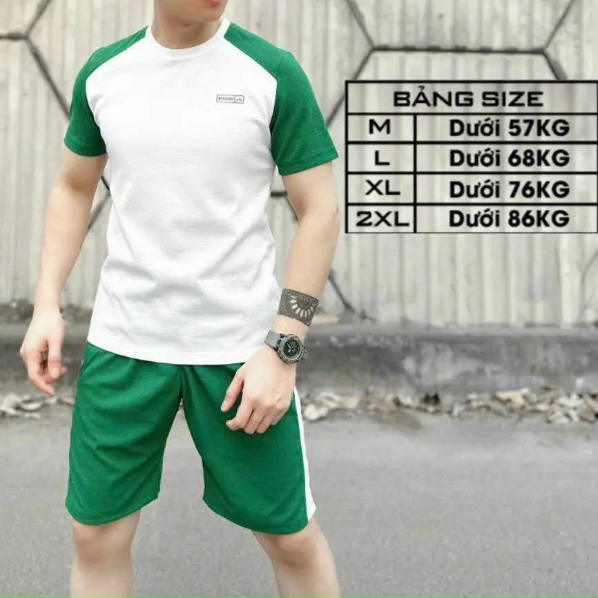 Bộ Thể Thao Nam, bộ quần áo tập gym vải cotton tổ ong thoáng mát co giãn năng động thời trang