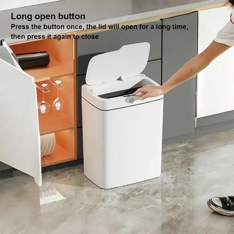 14L Automatic Sensor Trash Can, Rechargeable Smart Trash Can with 2 Counts Hook & 20pcs Garbage Bag, Suitable for Office Home Bedroom Living Room Kitchen Bathroom 5