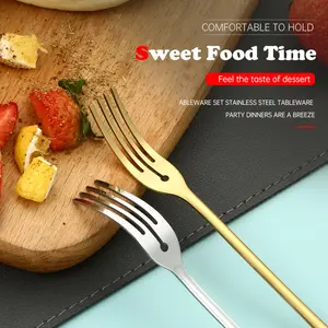 Stainless Steel Fruit Fork, Dessert Fork, Cake Fork, Salad Fork, Long Handle Fork, Household Fork