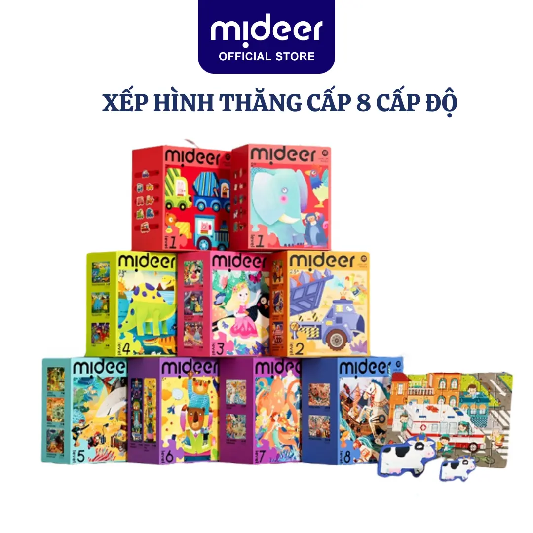Đồ Chơi Xếp Hình 7 cấp độ Mideer puzzles Level Up , Đồ Chơi Tư Duy Cho bé 1 2 3 4 5 6+ Tuổi