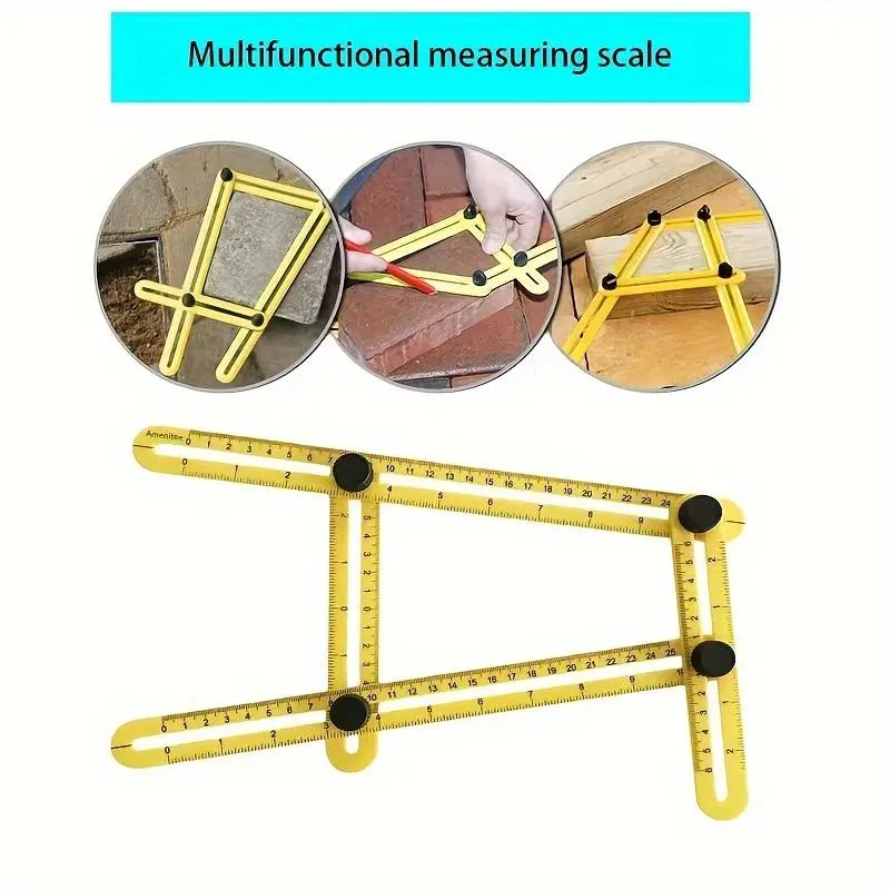 Multipurpose Folding Ruler, Durable Multi-angle Square Ruler, Collapsible Plastic Ruler, Multifunctional Measuring Tool 7