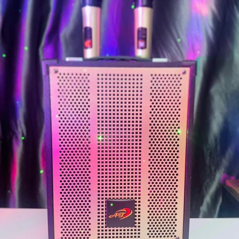{ AT - T9 } - 2 - Loa karaoke mini AT - T9 - Kèm 2 micro không dây - nghe nhạc - bluetooth - thẻ nhớ usb -