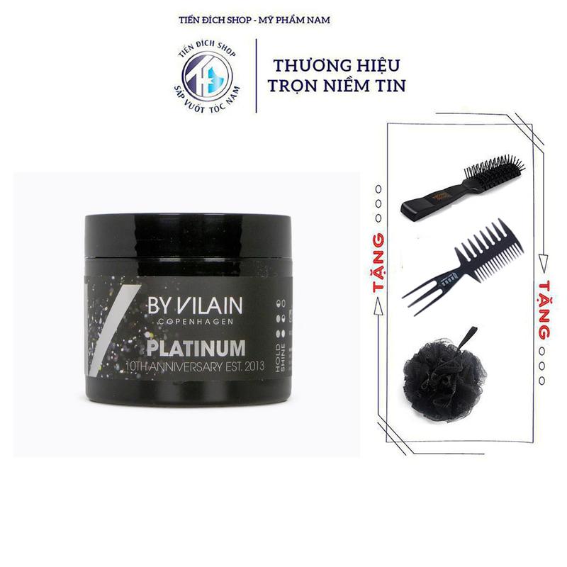 Sáp vuốt tóc By Vilain Platinum 65ml - 10th Anniversary chính hãng Đan Mạch + Tặng lược Chaoba Hoặc Lược Texture Hoặc Bông Tắm Than Tre Chăm Sóc Tóc