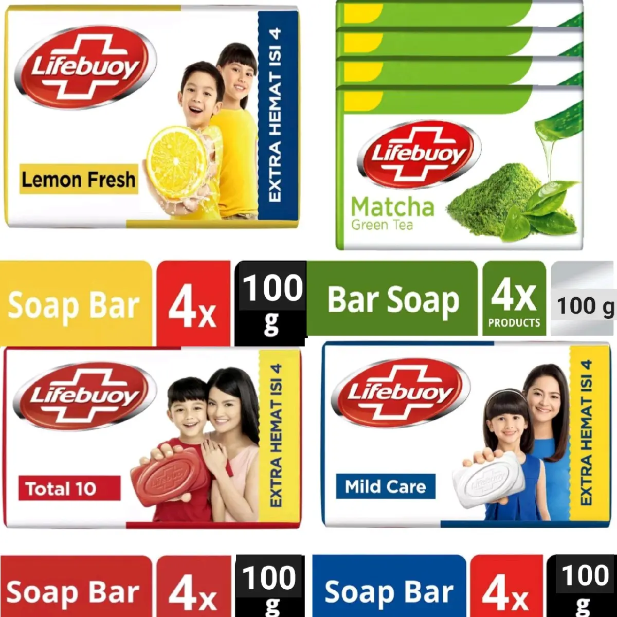Lifebuoy Sabun Batang 100gr Anti Bakteri 1 pack Isi 4pcs Bar Soap