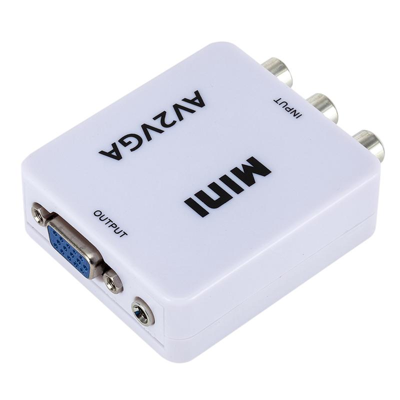 Product Introduction of GRWIBEOU 1080P Mini Video Convertor RCA AV to VGA Video Converter Conversor with 3.5mm Audio AV2VGA / CVBS + Audio to HDTV PC 21
