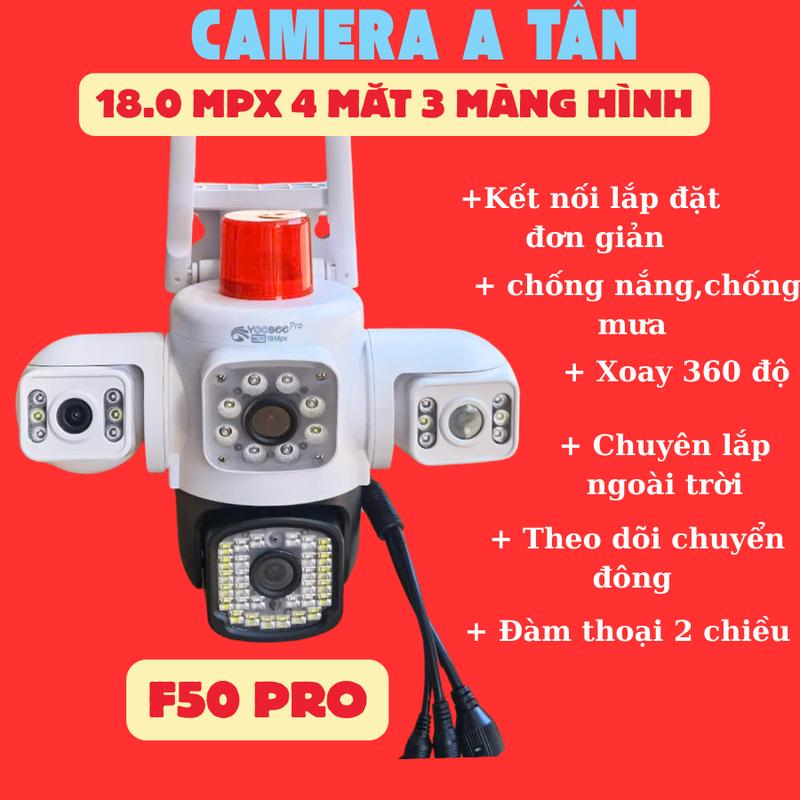 Camera wifi Yoosee ROBOT F50 18.0MPX 4 MẮT 3 Màng Hình TẶNG HỘP KỸ THUẬT KHI MUA KÈM THẺ NHỚ Hình Ngoài Trời