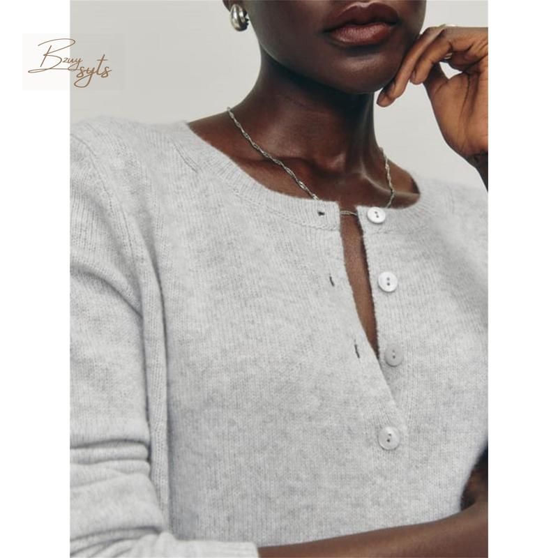Product Introduction of Women Fashion Cardigan Solid Color Long Sleeve Sweater Button-Down Fall Casual Soft Knit Coat sweater 38