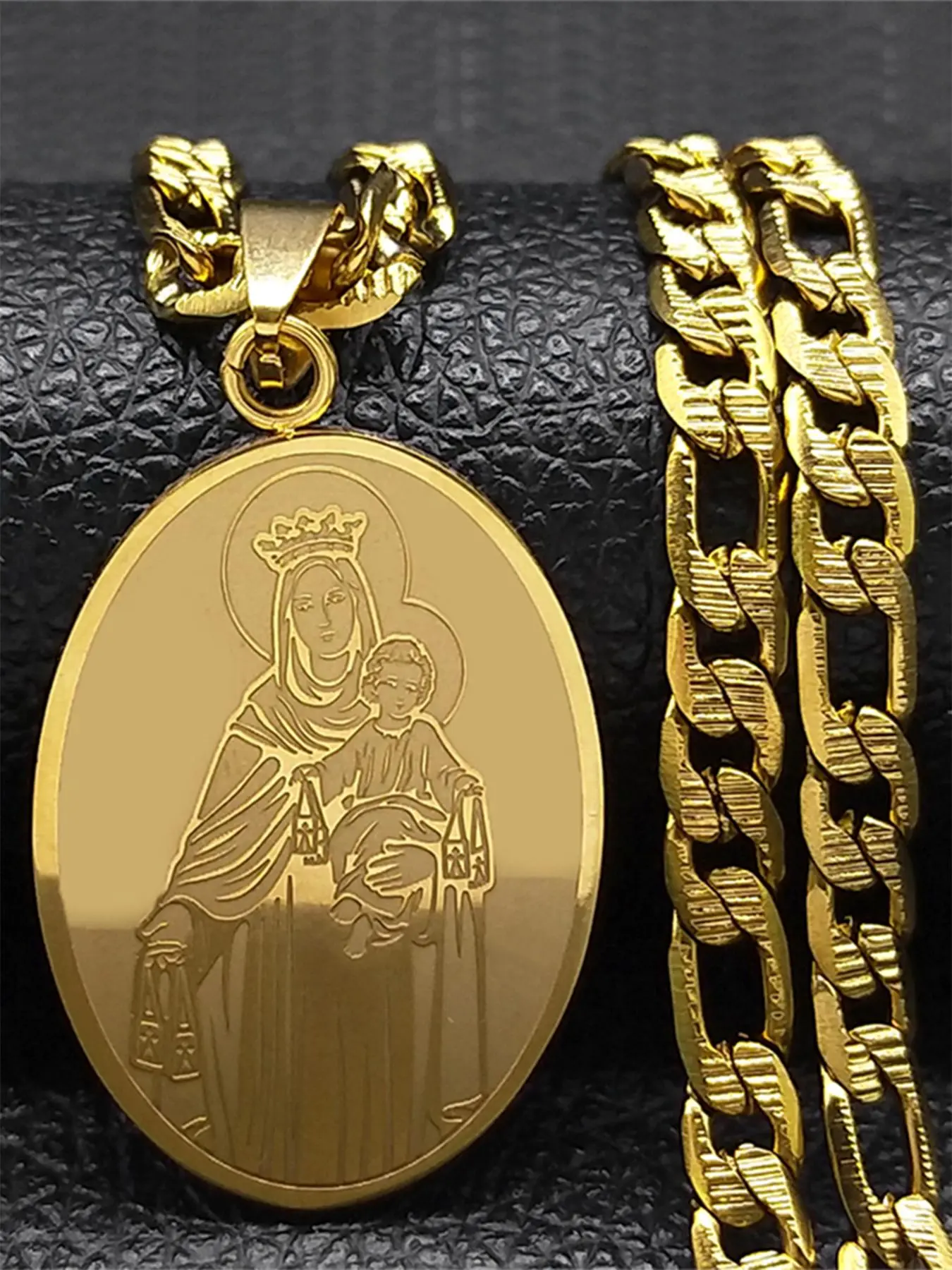 Virgin Mary Pendant Necklace for Women & Men, Stainless Steel Jewelry for Party, Daily Clothing Decor, Trendy All-match & Exquisite Jewelry for Birthday Gift