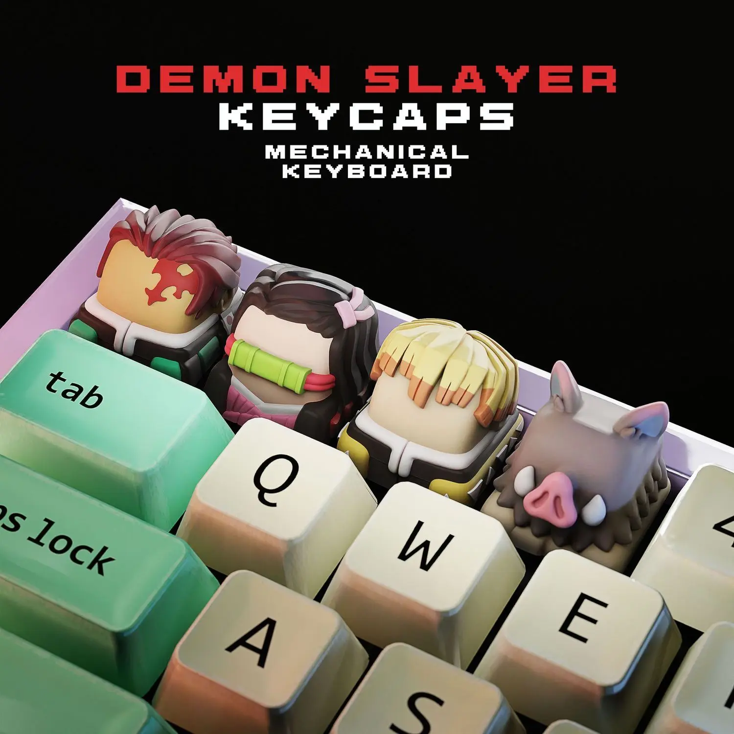 [Color] In Stock Demon Slayer Keycaps Tanjiro Mitobu Inosuke Zenitsu ...