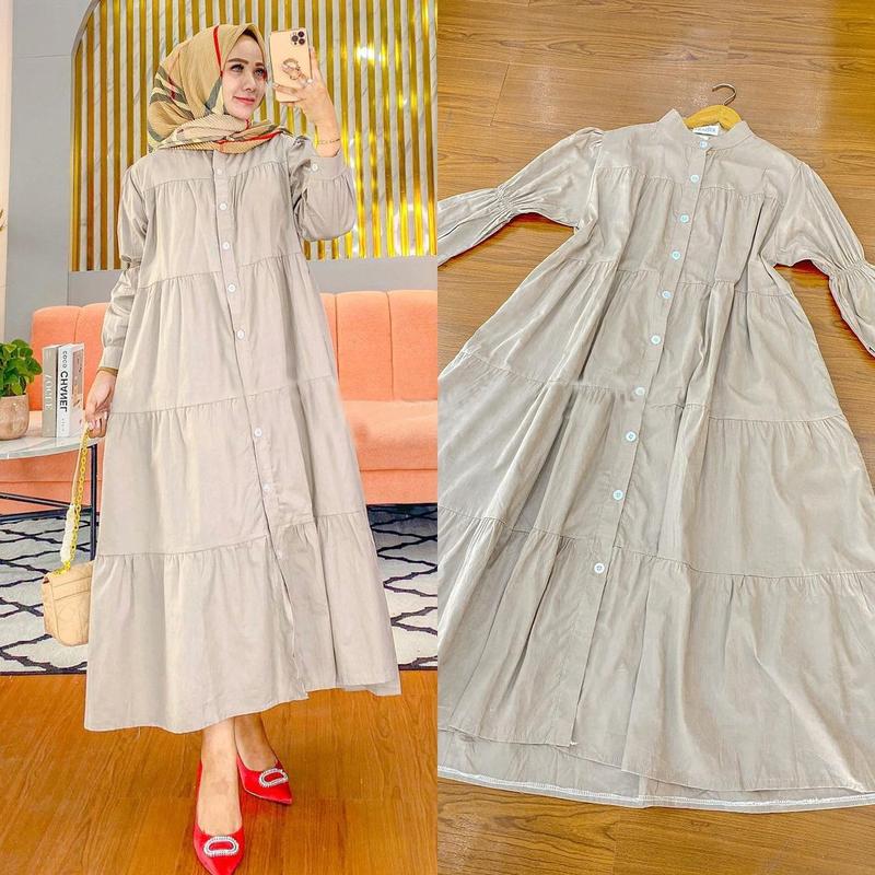 Product Introduction of M889# Factory Direct Muslim Long-Sleeved Cotton Dress Women's Arabic Robe Southeast Indonesia Dress 9