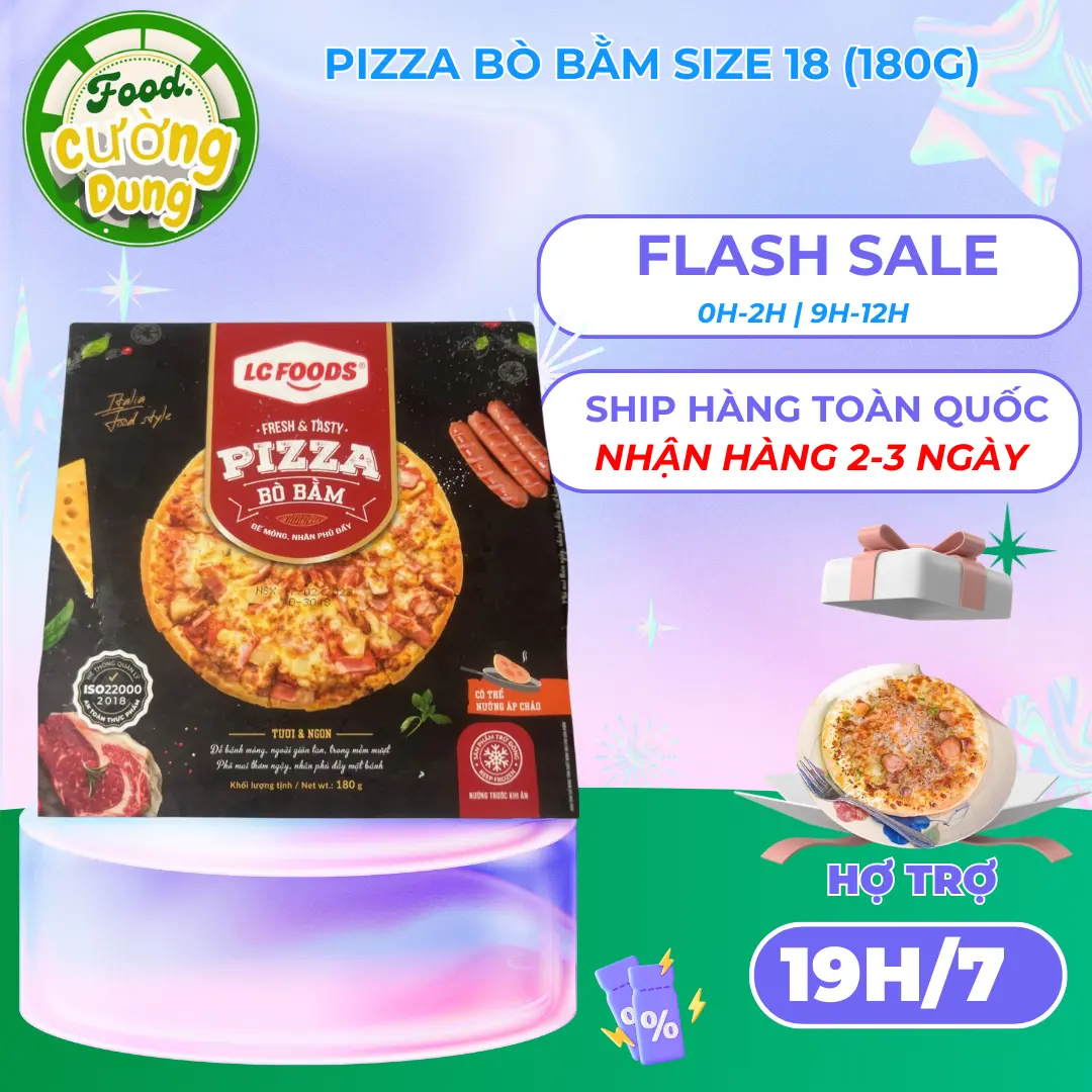 Pizza bò bằm size 18 (180g) ship hàng toàn quốc nhận hàng 2-3 ngày