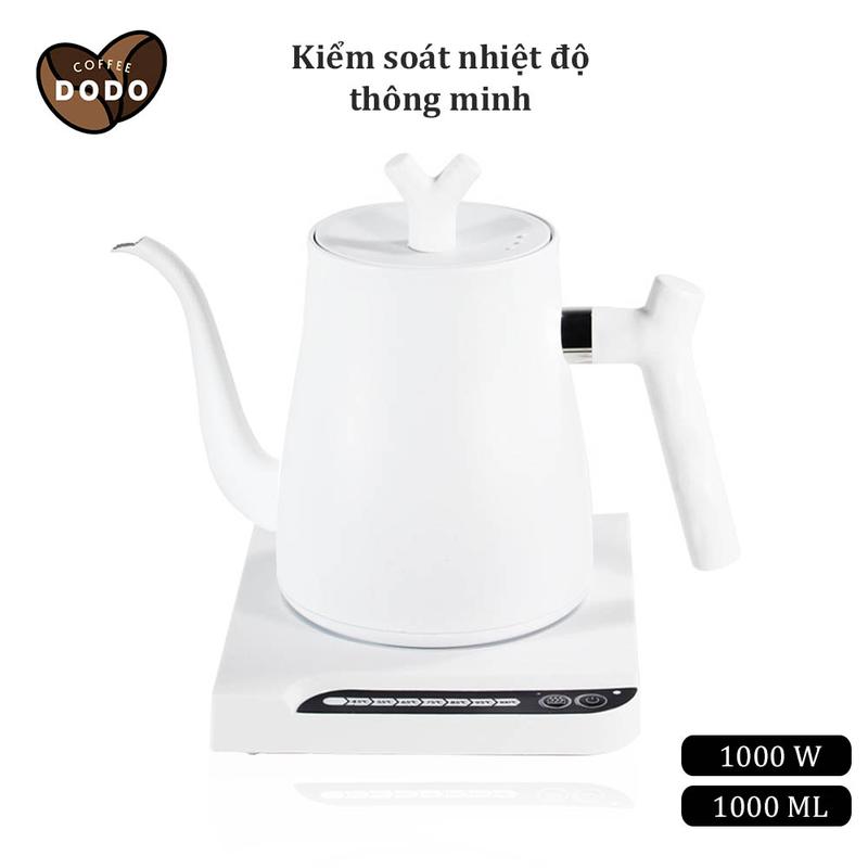 Ấm điện cổ ngỗng 1000ML kiểm soát nhiệt độ thông minh Ấm đun siêu tốc 1000W chống khô Ấm cổ ngỗng inox 304 DODO