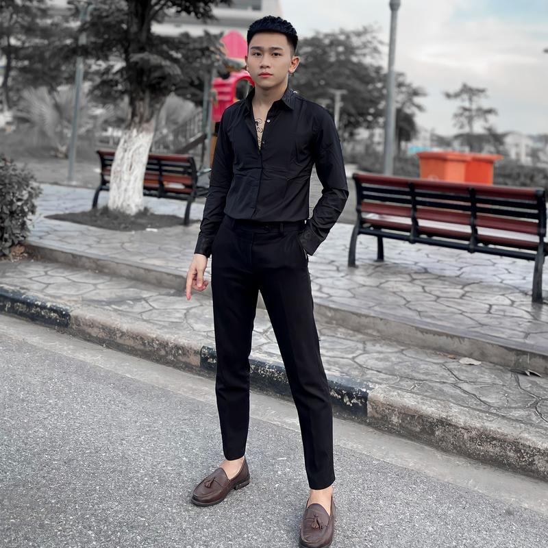 ÁO SƠ MI HOẠ TIẾT HOA VĂN CỔ ĐEN VIỀN LỤA CHẤT LIỆU NẾN, THẤM HÚT TỐT, THOÁNG KHÍ PHÙ HỢP MỌI LƯỚI TUỔI LUXURY 2