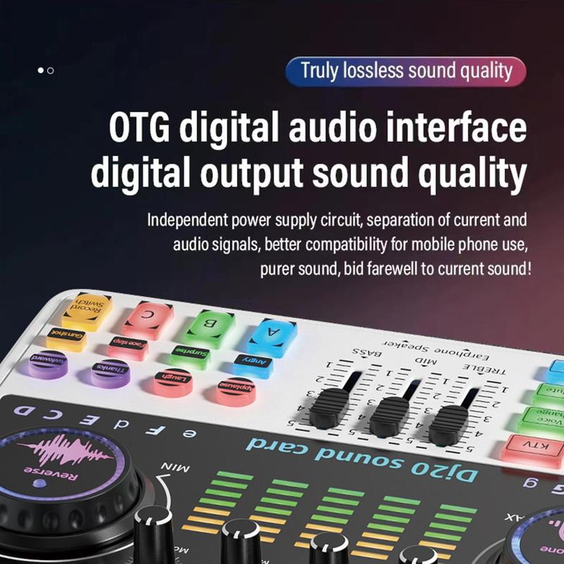 Live Streaming Audio Mixer & Pro-BM800 Microphone, Bluetooth-compatible Audio Interface, Mute Button, Individual Controls, Volume Faders, Noise Cancellation Audio Mixer 5