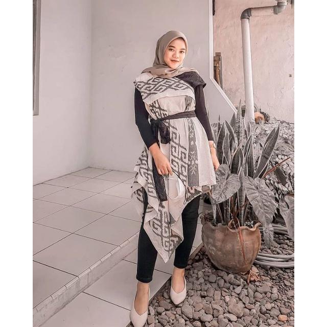 Product Introduction of Dress Couple Tenun Lancip WASTRA ASTANAPrewedding Kondangan Polka Dot Setrip Panjang Wanita Setelan  Pasangan 33