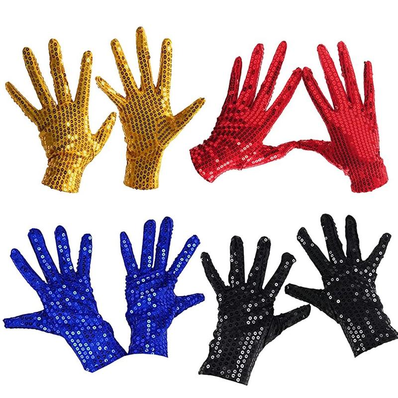 Product Introduction of Black  Red Blue Disco Costume Belly Iatin Dancing Club Handwear Shining Sequins Gloves Performance Mittens Dancing Gloves 8