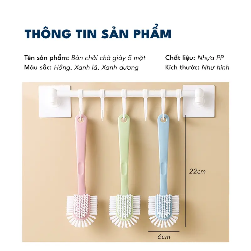 Bàn chải vệ sinh giày 5 mặt đa năng, không làm hư tổn giày khi sử dụng hàng ngày 438-Ha Song 5