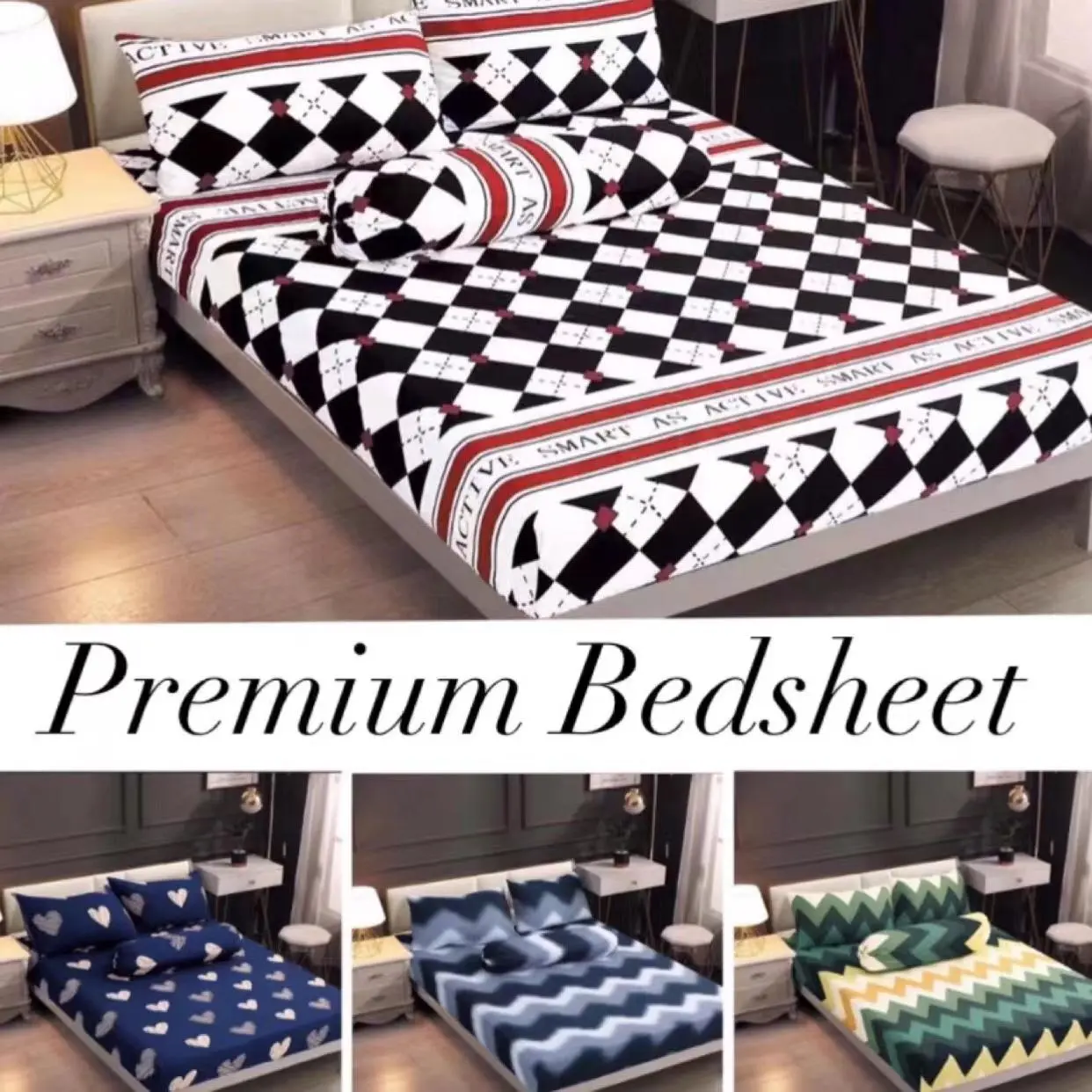 Fitted Bedsheet 4in1 Queen Size King Single Size Bed Sheet Cadar Cadar Murah Hebat Bedding Soft