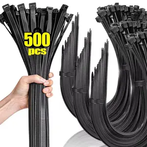 500/300/100Pcs Ikatan Kabel Plastik Nylon Pengunci Sendiri Ikatan Kabel Tali Kabel yang Dapat Disesuaikan Pengikat Loop Untuk Rumah Kantor Ikatan Zip Kabel