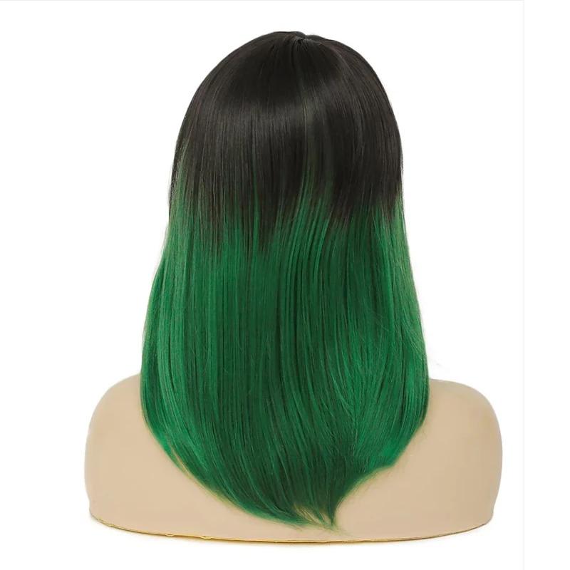 Product Introduction of HAIRJOY Synthetic Hair Women Ombre Black Red Wig Medium Long Straight Side Part Wigs 9