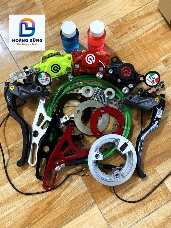 Combo phanh đĩa sau xe điện chuyển cơ qua đĩa tay phanh brcmbo trái có chân gương tặng kèm ốc heo long đền Phụ Tùng Phụ Tùng Phụ Tùng