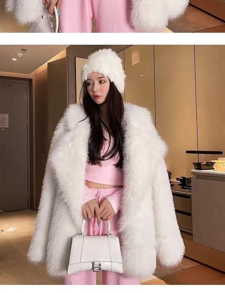 Product Introduction of 2024 New Imitation Fox Fur Slim Fashion Mid-Length Suit Fur Young Environmental Protection Fur Plush Coat for Women 4