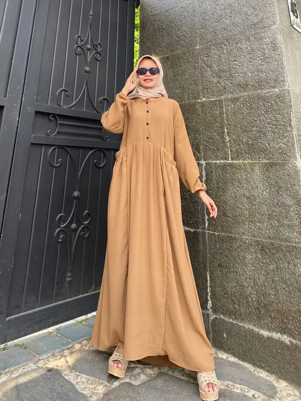 (READY STOK) Gamis Cika Busui Friendly LD 110cm // Dress Muslim Syari Crinkle 3