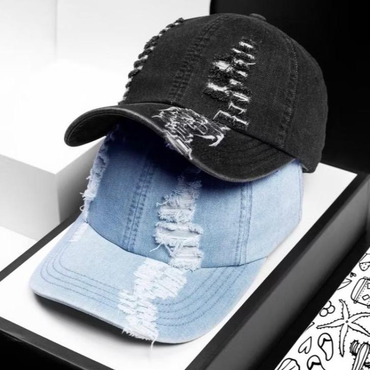 Mũ kết Jean rách nam nữ thời trang - nón lưỡi trai Rin goát ( tua ) khoá đồng trơn.