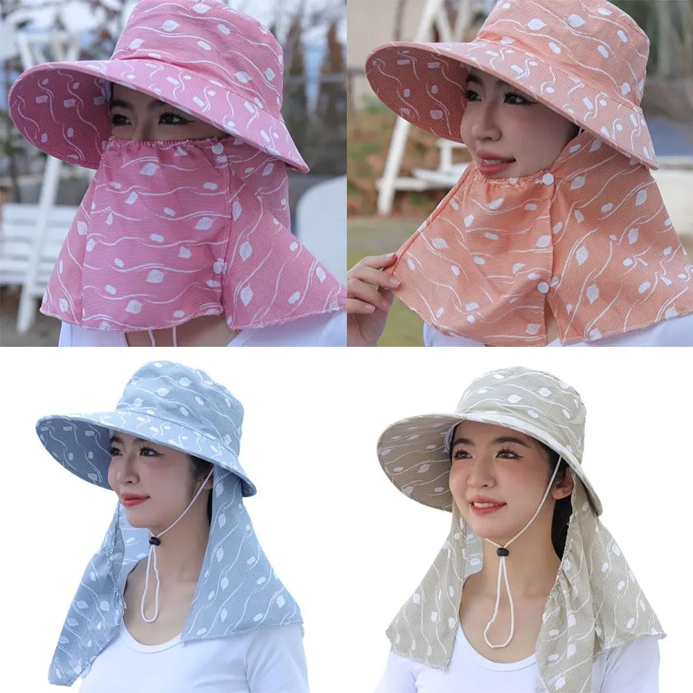 Mũ Chống Nắng, Dành Cho Nữ, Vành Lớn, Thoáng Khí, Thích Hợp Sử Dụng Ngoài Trời, Có Vạt Che Mặt Và Cổ, Lý Tưởng Cho Phụ Nữ Làm Việc, L3E0